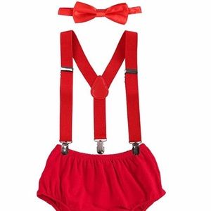 Baby boy red cake smash outfit